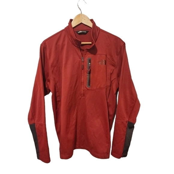 North face burgundy Red Long Sleeve Polo Shirt - Picture 1 of 6